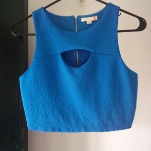 Guess Blue Cut Out Crop Tank Top